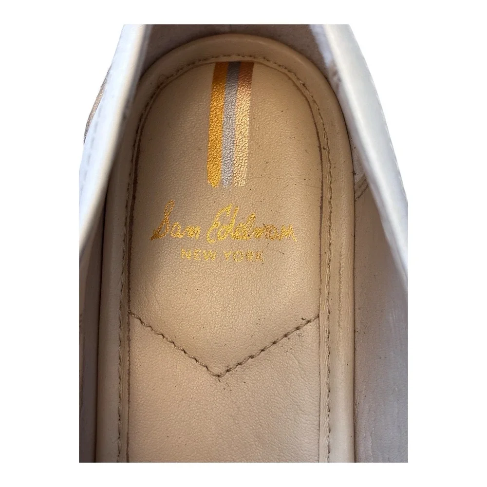 Sam Edelman Taelor Womens 9 M Cream Leather Gold Chain Lug‎ Sole Loafers Chunky